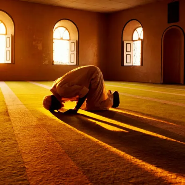 Ilustrasi Orang Sholat di Masjid